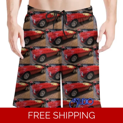 Le Studio REd Barchetta Custom 3D Men's Beach Shorts
